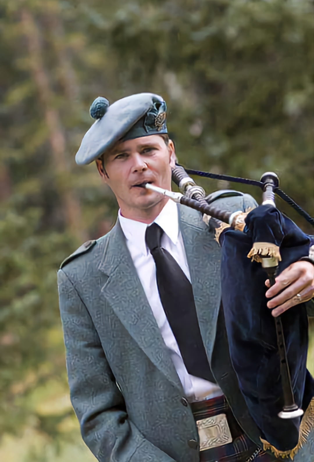 Scott Beach playing bagpipes
